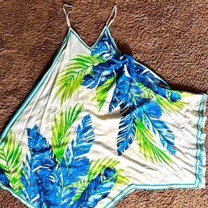 Flying tomato spaghetti strap dress (large) white, blue & green